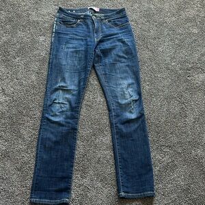 Cabi Distressed High Straight Jeans